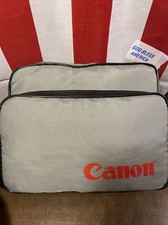 Vintage 1980s CANON Camera Shoulder Carrying Bag Soft Case Shoulder Strap Gray