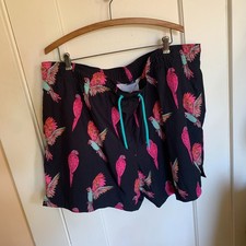 Men's George Tropical Bird Parrot Swim Trunks Size 2XL 44-46 Black Fuchia