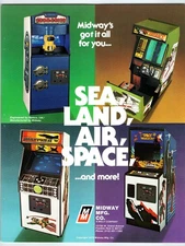 Midway Sea Land Air Space Arcade Game Flyer Original 1970's Space Invaders 1979