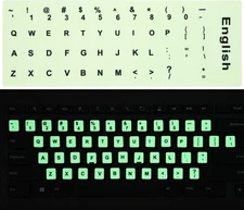 2PCS Pack Universal English Keyboard Stickers Glow in The Dark, Keyboard Letters