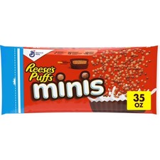 Chocolate Peanut Butter Breakfast Cereal Puffs Minis Family Size 35 Oz Bag