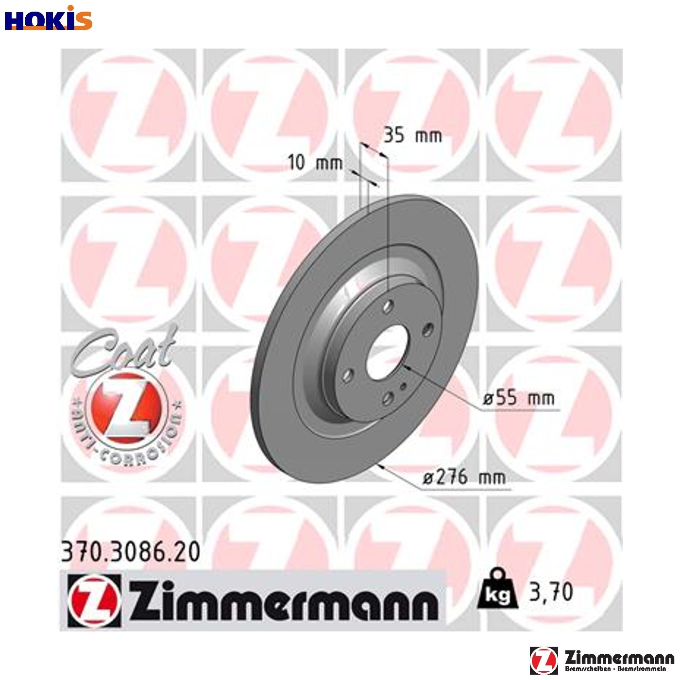 2x BRAKE DISC 370.3086.20 FOR MAZDA ROADSTER/II MX-5/Mk MIATA BP-ZEBP6J 1.8L
