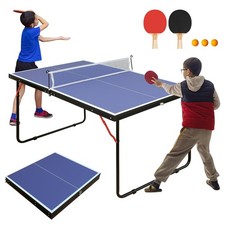 Foldable 4.5ft Portable Ping Pong Tables Set, Table Tennis Table with Net, Ta...