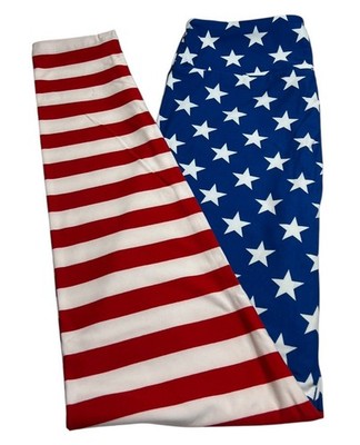 LuLaRoe Leggings OS One Size PATRIOTIC Dip FLAG Stars Stripes July USA Military