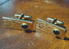 Vintage- Anson Art Deco Black Onyx  Rectangular Gold  Tone Cufflinks and Tie Bar — photo 2