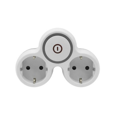 Zweifach Steckdosenadapter 2x Schuko 230V mit Schalter Grau-Weiß