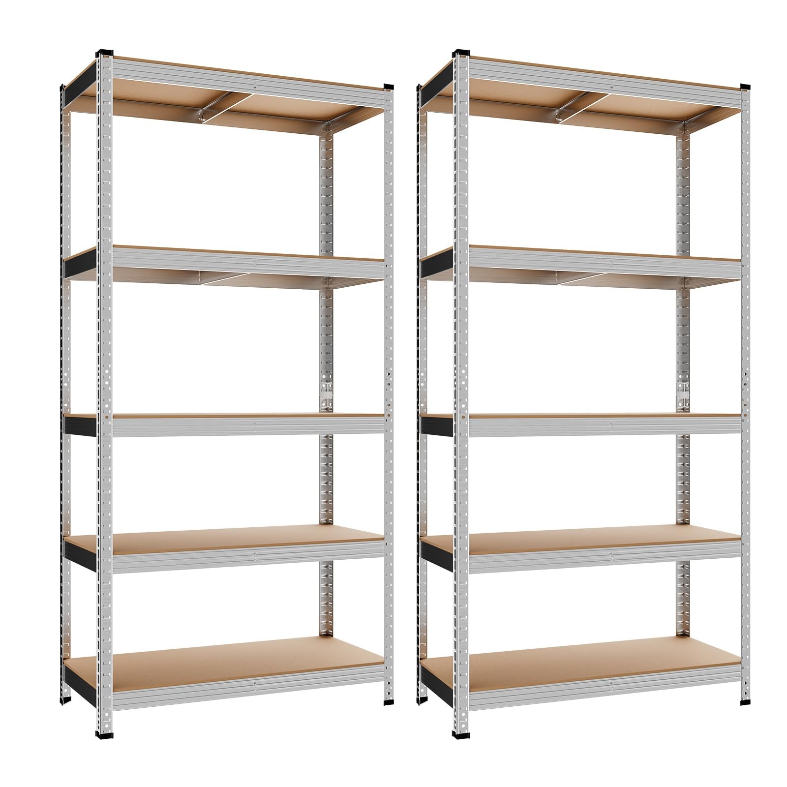 Set 2 Scaffali Metallo Confortil Garage 5 Ripiani Regolabili 875kg