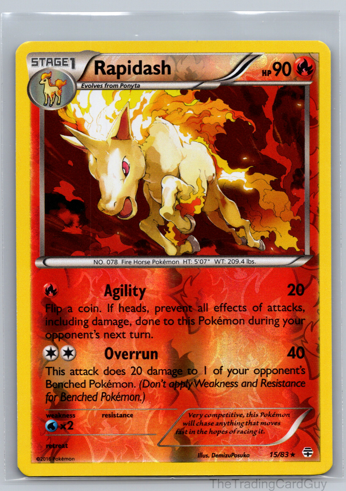 Rapidash 15/83 R Reverse Holo Pokemon TCG Card Generations NM