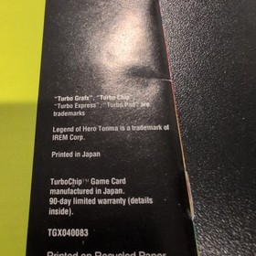 Legend Of Hero Tonma Manual Only Turbografx 16 Very Rare. Irem 