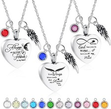 3 Pack Urn Necklace for Ashes Cremation Heart Ashes Jewelry Memorial Urn Pendant