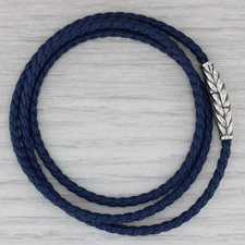 David Yurman Blue Chevron Triple Wrap Bracelet Sterling Silver 23.5" 3.2mm
