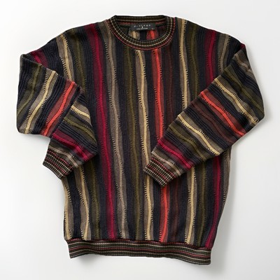 Vintage Protege Collection Multi Color Textured Sweater Stripes  Size L Mens 80s