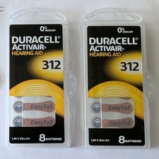 Duracell 312 Hearing Aid Batteries Lot of 16 Batteries Brown Tab Expires 2028