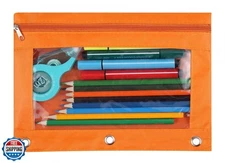 Wodison 3-Ring Pen Pencil Pouch with Clear Window Stationery Bag Binder Case 