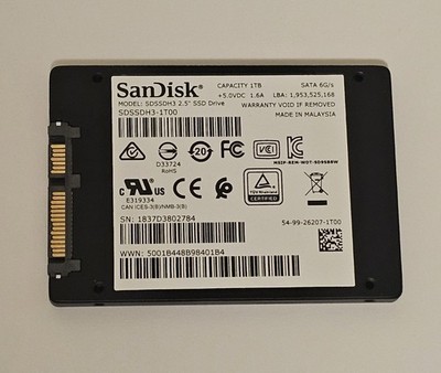SanDisk SDSSDA1T00 1TB, 2.5 inch Internal SSD 83% Drive Health