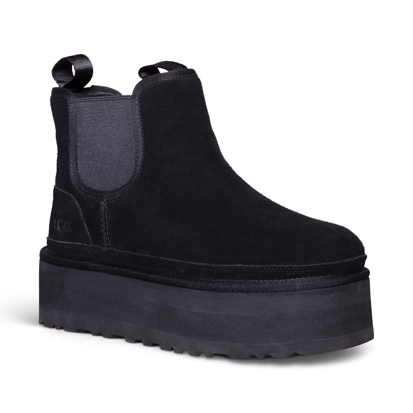 UGG NEUMEL PLATFORM CHELSEA BLACK SUEDE SHEARLING WOMEN'S BOOTS SIZE US 10 NEW image 2