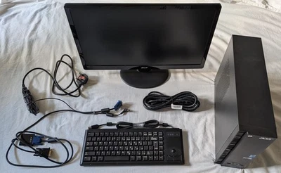 Desktop PC + Monitor + Keyboard with Trackball + Cables - Image 1 of 4