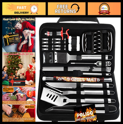 28Pcs BBQ Grill Accessories Set with Carrying Bag - Utensils, Claws, Injector, T