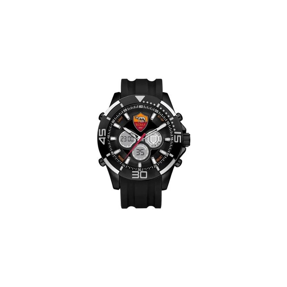 LOWELL Orologio Uomo AS ROMA P-RN397UN2 Silicone Nero OFFICIAL Digitale Chrono