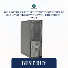 Dell OptiPlex 3020 SFF Desktop Computer PC 8GB up to 1TB SSD W11P DVDRW WiFi