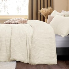 Fluffy Twin Comforter Set - Furry Leaves Pattern Faux Fur Twin 68"x88" Beige