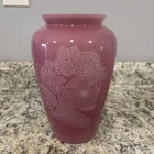 RARE VTG FENTON Connoisseur Collection Etched Woman Pink Vase 9" LMT ED #445/850