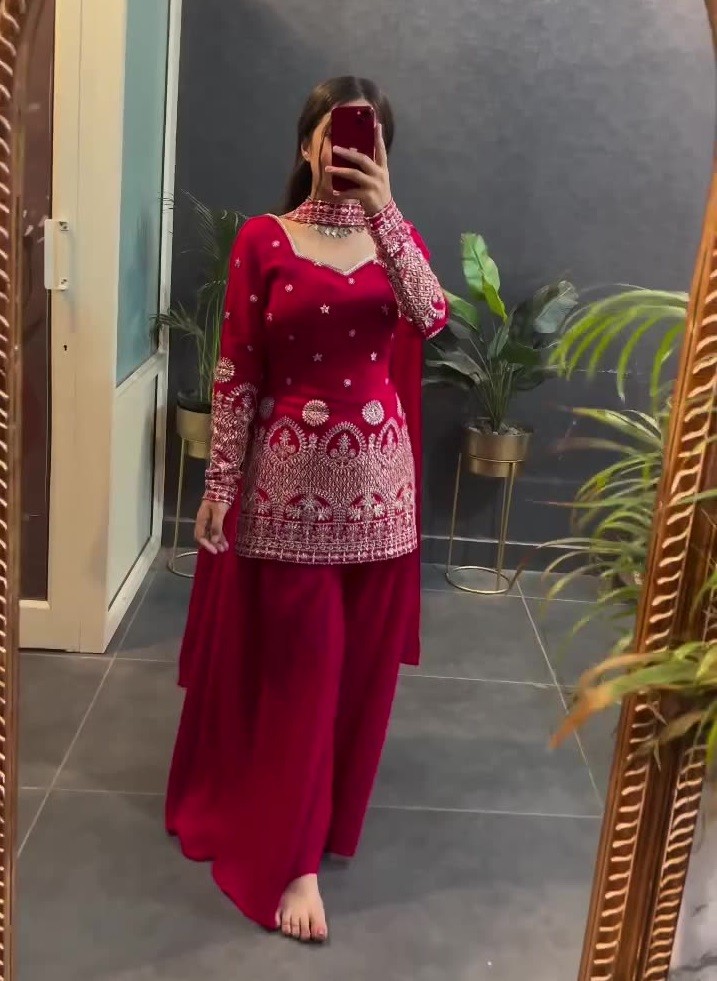 dupatta dresses for ladies Festive Wear Natural Crepe Salwar Kameez With Organza Women plp-52179