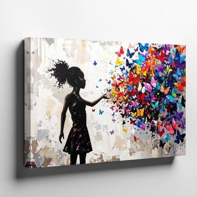 Canvas Wall Art a Creative Street Art Inspired Image Showing a Girl Releasing