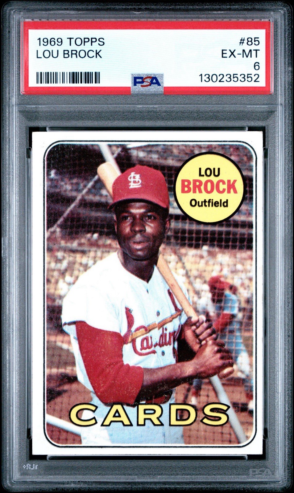 1969 Topps #85 Lou Brock HOF St. Louis Cardinals PSA 6 - - *Nice Eye Appeal