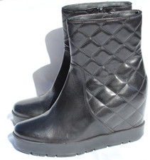 New - PONS QUINTANA Hidden Wedge Heel Black Leather Ankle Boots EU 36 - UK 3.5