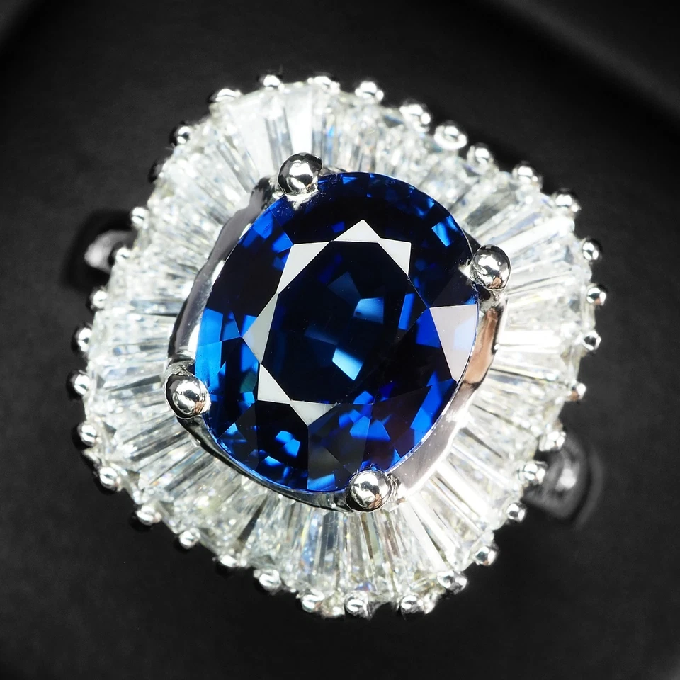 Anelli fatti a mano in argento sterling 925 zaffiro blu reale scintillante... - Immagine 2 di 4