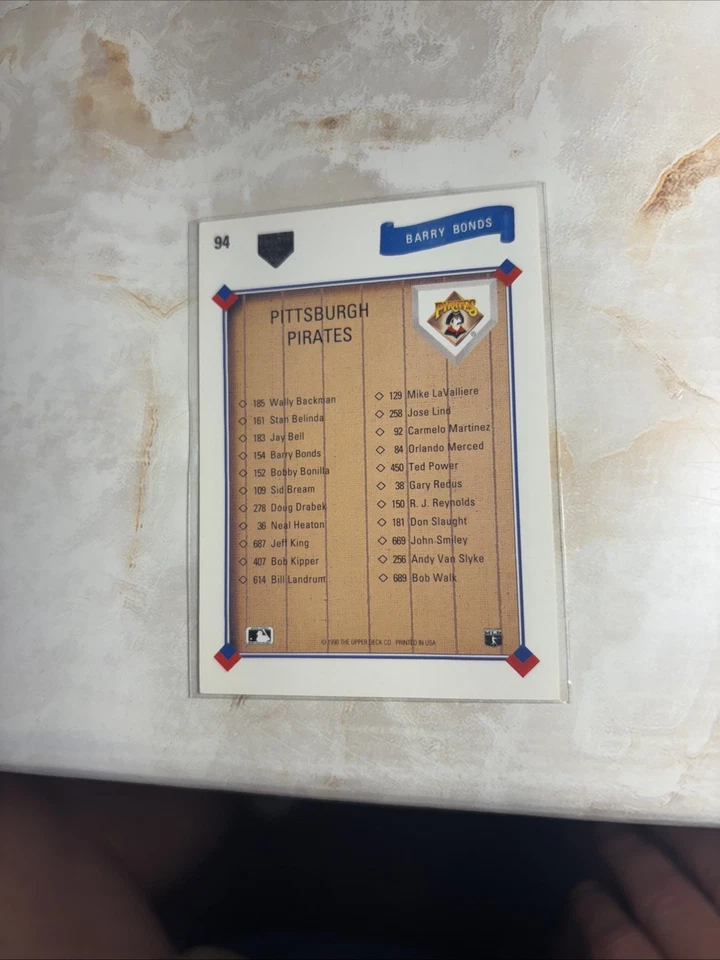 1991 Upper Deck - Barry Bonds #94 - Image 2 of 2