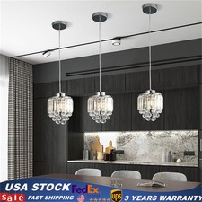 3 Pack Crystal Pendant Light Set - Elegant Chandelier for Kitchen Island