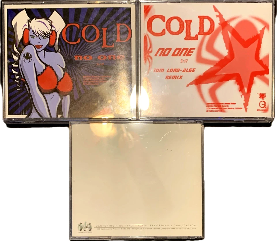 COLD "No One" 3x US Promo CD Singles 3 Mixes 2000 Acoustic, Tom Lord-Alge Remix - Image 2 of 4