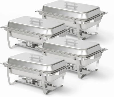 Stainless Steel Chafing Dish Full Set with Lids, Pans and Accessories