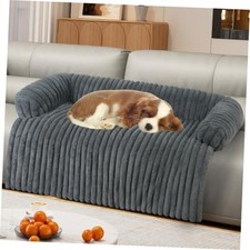 Wn's Day Luxurious Dog Couch Bed, Washable Calming Dog Large 41 37 6 In Grey