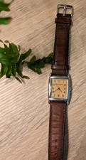 Emporio Armani AR0204 Women?s/Unisex Classic Tank Watch?Cream Dial?Brown Leather