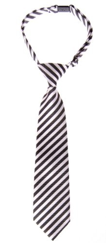 Striped Woven Pre-tied Boy's Tie 4 - 7 years Black and White Stripe