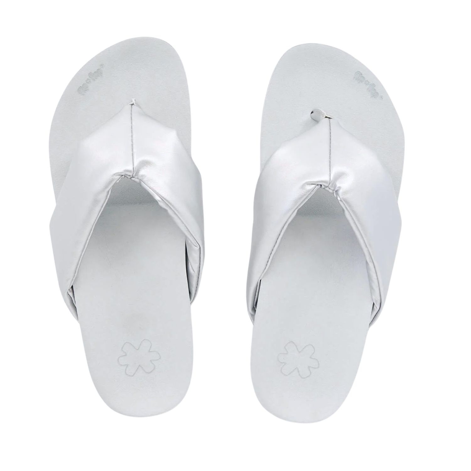 Damen Flip Flop Toe Fine Metallic Silber Flip Flops 41