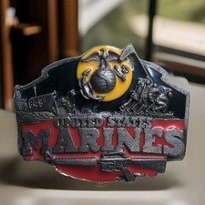 Vintage Siskiyou United States Marine Corps cc 1987 3" in Enameled Belt Buckle