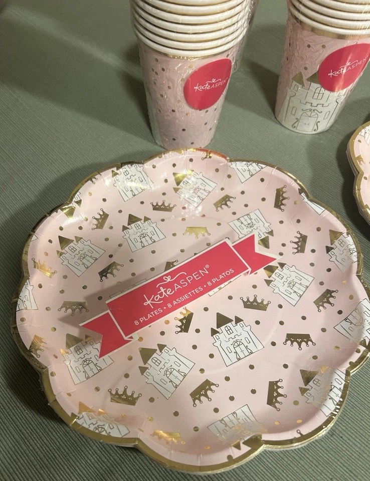 Kate Aspen Set of 2 PK 8 ea Paper Plates and 3 PK 8 ea Paper Cups Castle/Crown - Image 2 of 4