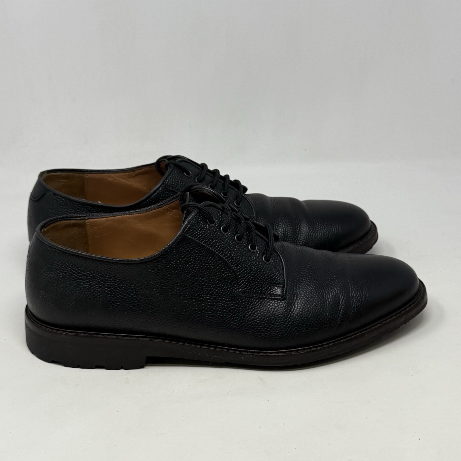 SAOLA Salvatore Ferragamo Scarpe Derby Uomo 10 5 D Nero Pelle Piombata Abito Italia