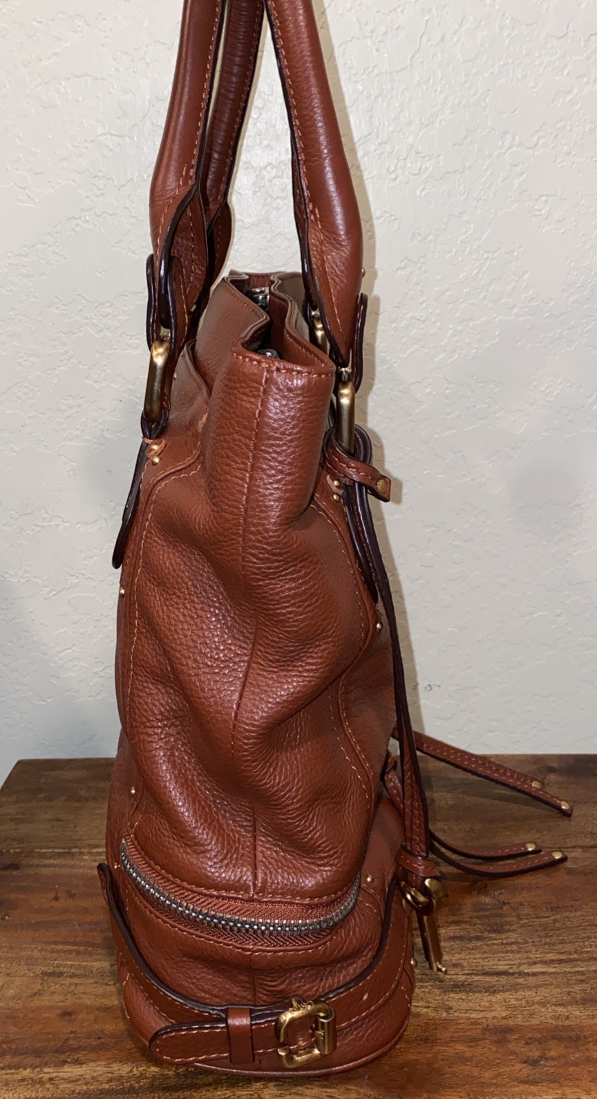 Vintage Chloe Paddington Brown Leather Tote Bag Purse image 8