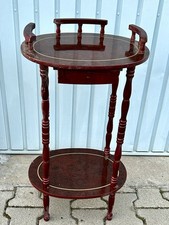 Vintage runder Beistelltisch Telefonständer Mahagoni Furnier 80er Schublade