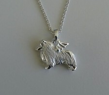 Small Sterling Silver Sheltie Shetland Sheepdog Angel Pendant