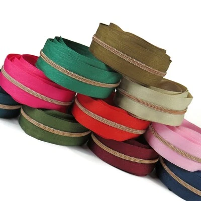 Continuous Zip Rose Gold Teeth #3 Nylon Coil Zip - sold by the meter