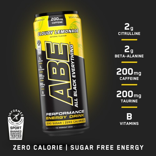 ABE Pre Workout Energy Drink Vitamins Amino Acids Caffeine Zero Sugar 12 x 330ml - Picture 28 of 60