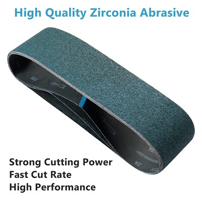 SATC 4'' X 36'' PREMIUM GREEN ZIRCONIA SANDING BELTS, 3 PACKS 60 Grit Sandpaper