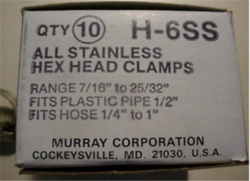 Fascette stringitubo 10 pezzi TUTTO INOX Murray Corp # H-6SS 1/4" a 1" - Foto 2 di 4
