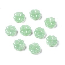10 Glass Clover Beads L Green St. Patricks Day Jewelry Supplies 4 Leaf Shamrock